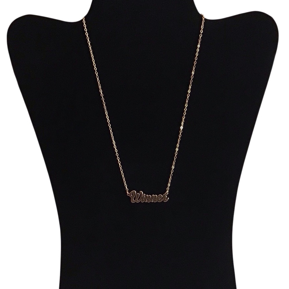 Dainty Winner Sign Necklace Gold Tone Chain Fashion Costume Jewelry